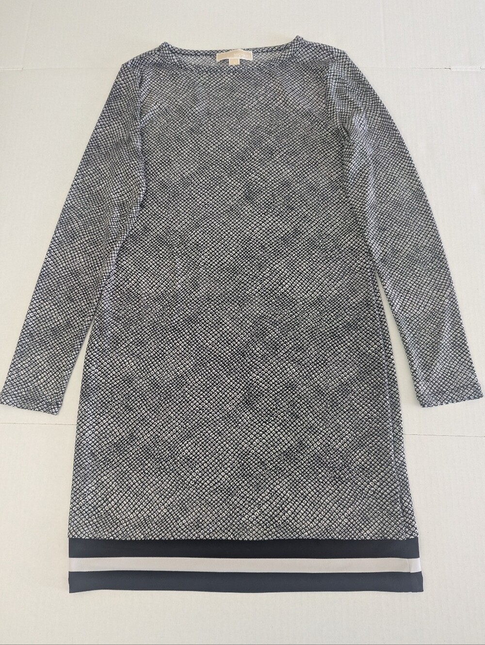 Michael Kors Tunic Dress Black White Long Sleeve Geometric Print Size S NWOT